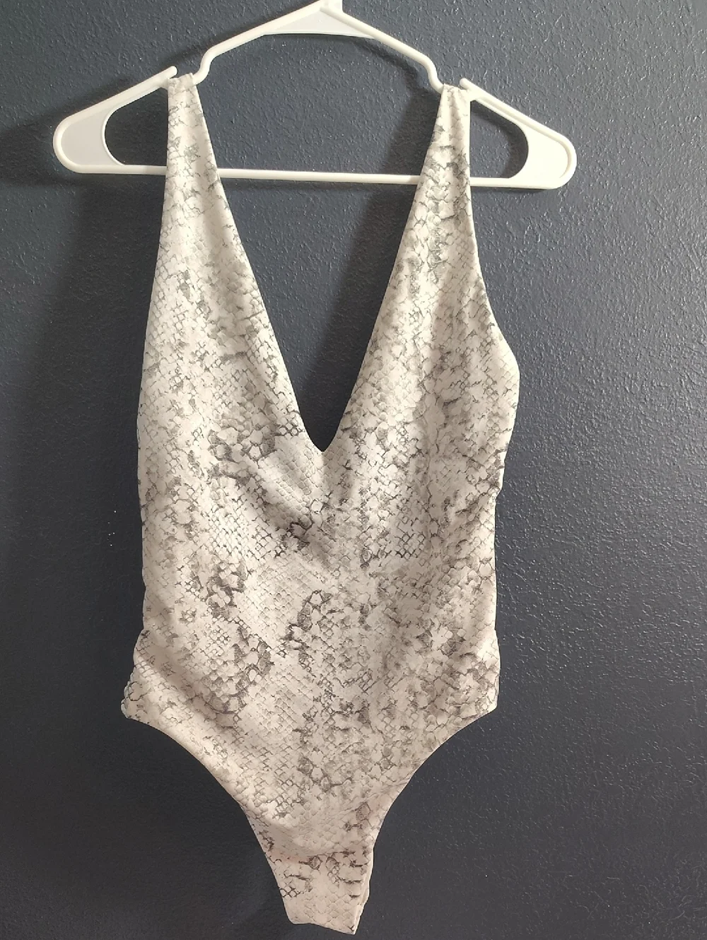 cheeky Plunging  Exotic Dolce Vita Beige Snake-Print One-Piece Swimsuit